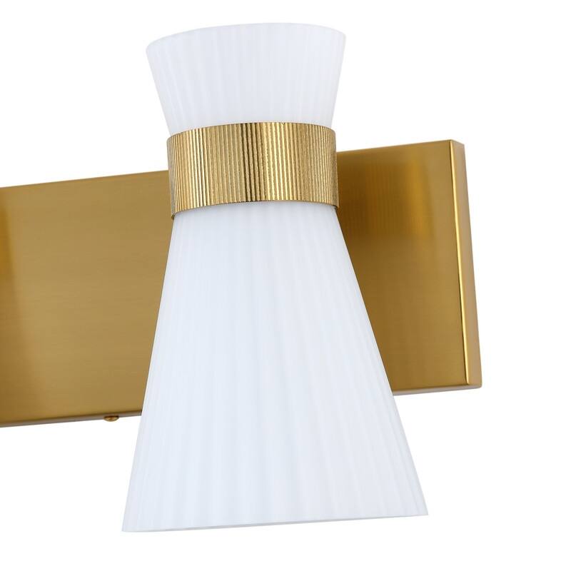 3 Light Gold Vanity Wall Sconce with White Glass Shades Modern Bathroom Lighting Fixture for Mirror and Dressing Area