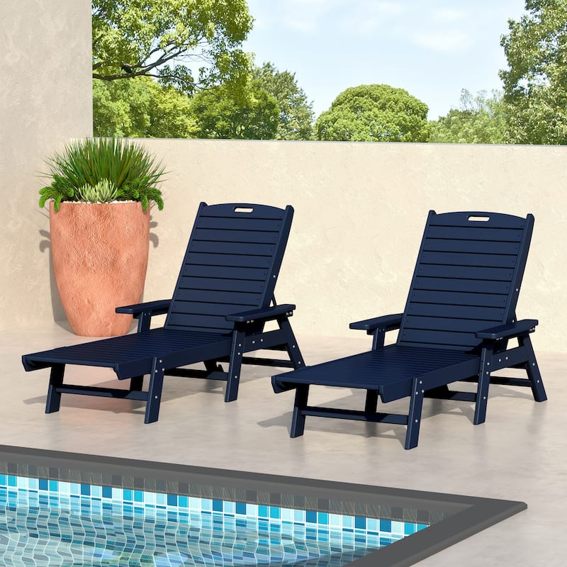 Laguna Hdpe All Weather Outdoor Patio Pool Reclining Chaise Lounge (Set Of 2)