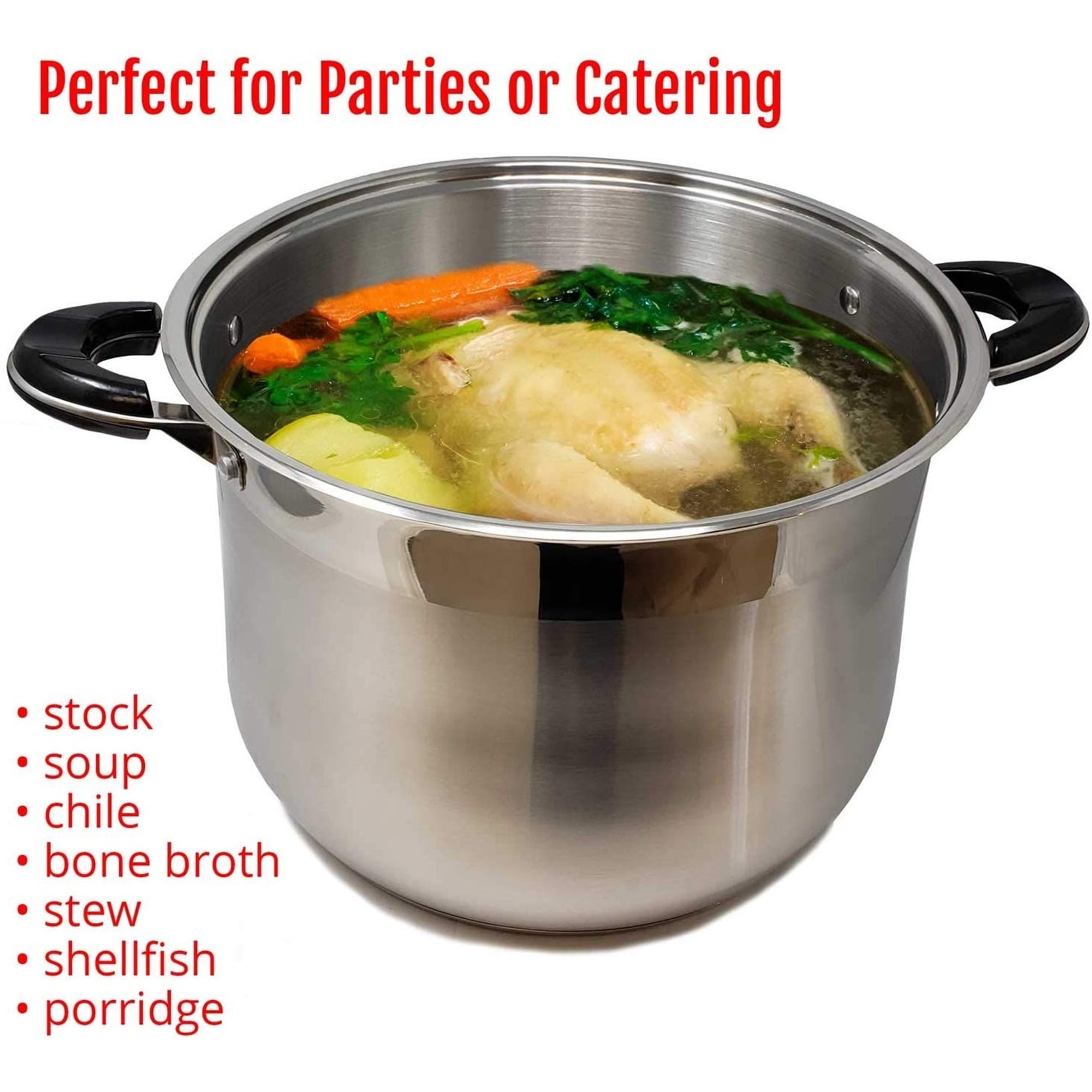 20 qt, 12-3/8 Diameter Stock Pot with Lid, Stainless Steel