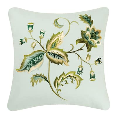 17" x 17" Amelia Blue Embroidered Pillow
