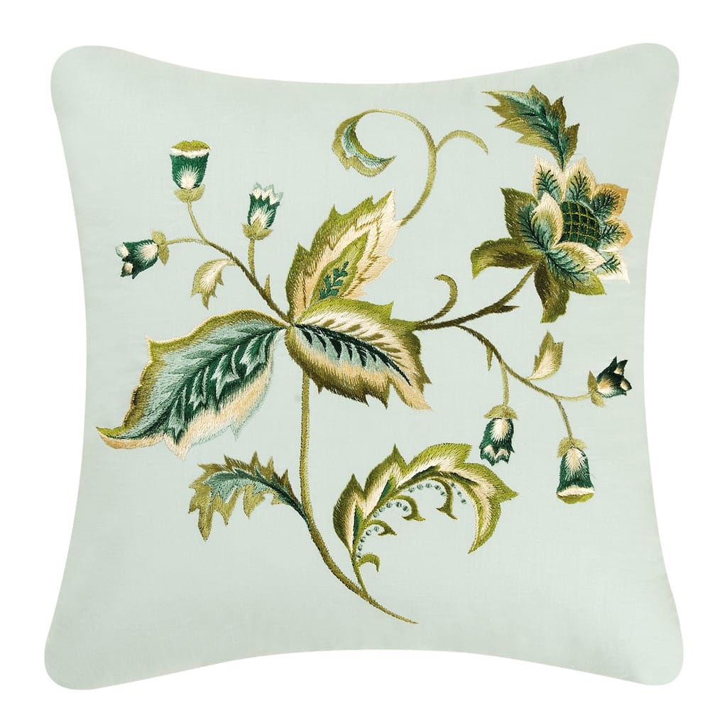 17" x 17" Amelia Blue Embroidered Pillow