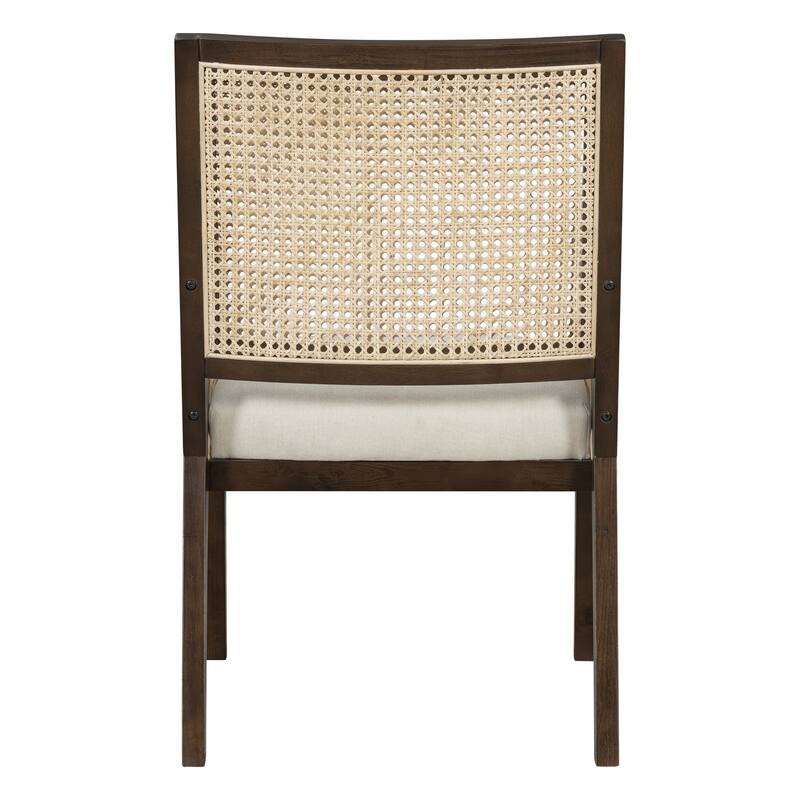 Christopher Knight Home - Set of 2 Coastal Rattan Upholstered Dining Chair with Solid Rubber Wood Frame