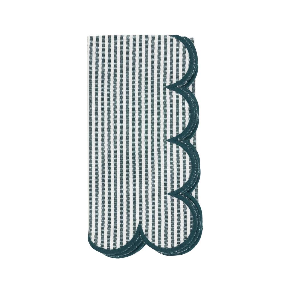 Striped Pattern Cotton Decorative Napkins (Set of 4) - Finished Edge Detail for Dining and Entertaining, 20"x20"