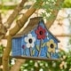 preview thumbnail 21 of 37, Glitzhome 10.5"H Distressed Solid Wood Birdhouse with 3D Flowers - 10.5"