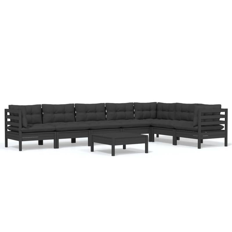 vidaXL Solid Pinewood Patio Lounge Set 9 Piece with Cushions Multi Colors