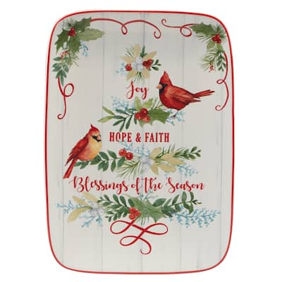 Certified International Winter Greens Rectangular Platter 14" x 10" - 14" x 10" x 1"