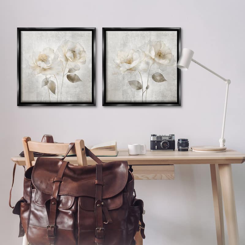 Stupell Soft Chic Roses Framed Floater Canvas Wall Art Design By Irene Weisz (Set of 2)