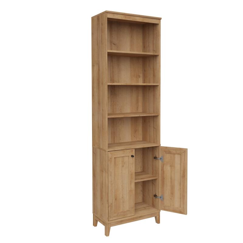 Prepac Yaletown 79.5" H Bookcase, Extra Tall Bookshelf with 4 Shelves and 2 Doors, Accent Bookshelf for Living Room, Home Office