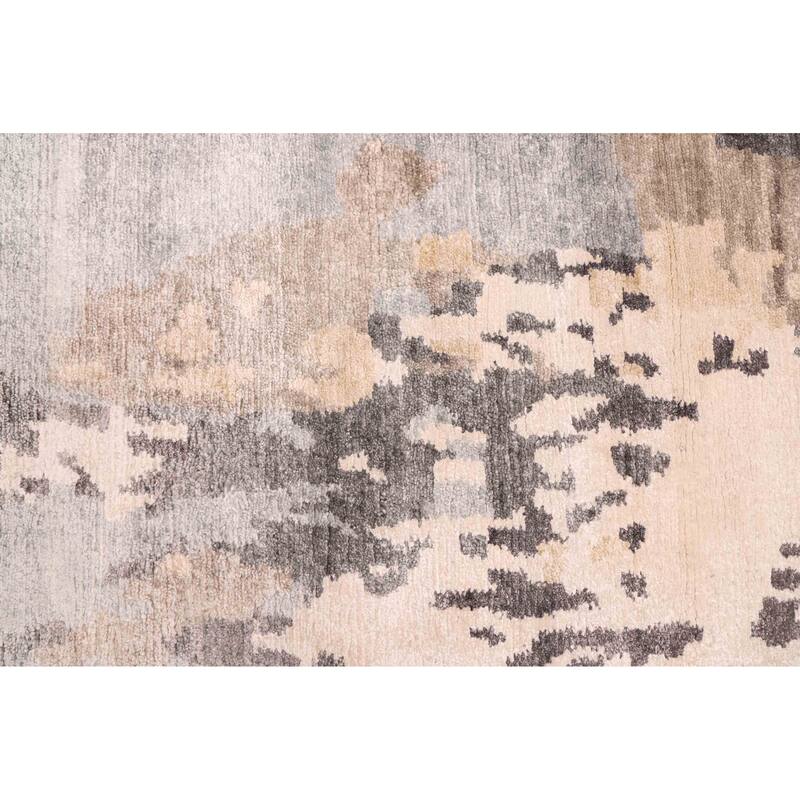 ECARPETGALLERY Hand-knotted Legacy Dark Grey Silk Rug - 6'7 x 10'3