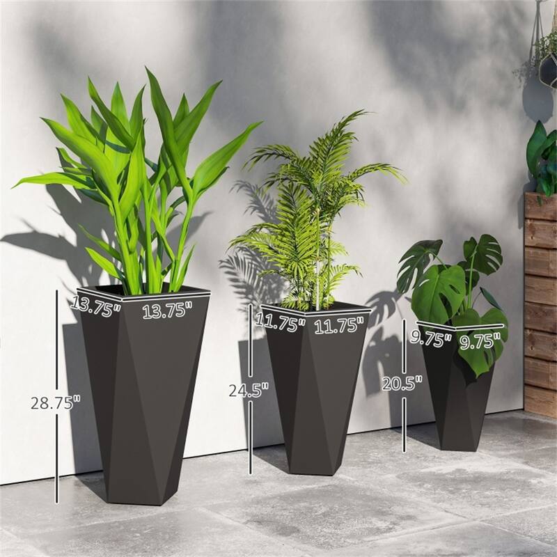 3-Piece Stackable Garden Bed Planter with Drainage Holes