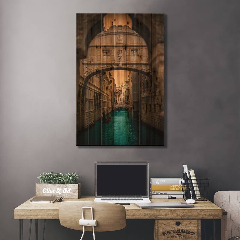 Ponte dei Sospiri, Venice Print On Wood by Enzo Romano - Multi-Color