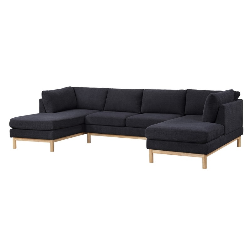 Hallie Sherpa 124" Wide Double Chaise U-Shape Sectional Sofa