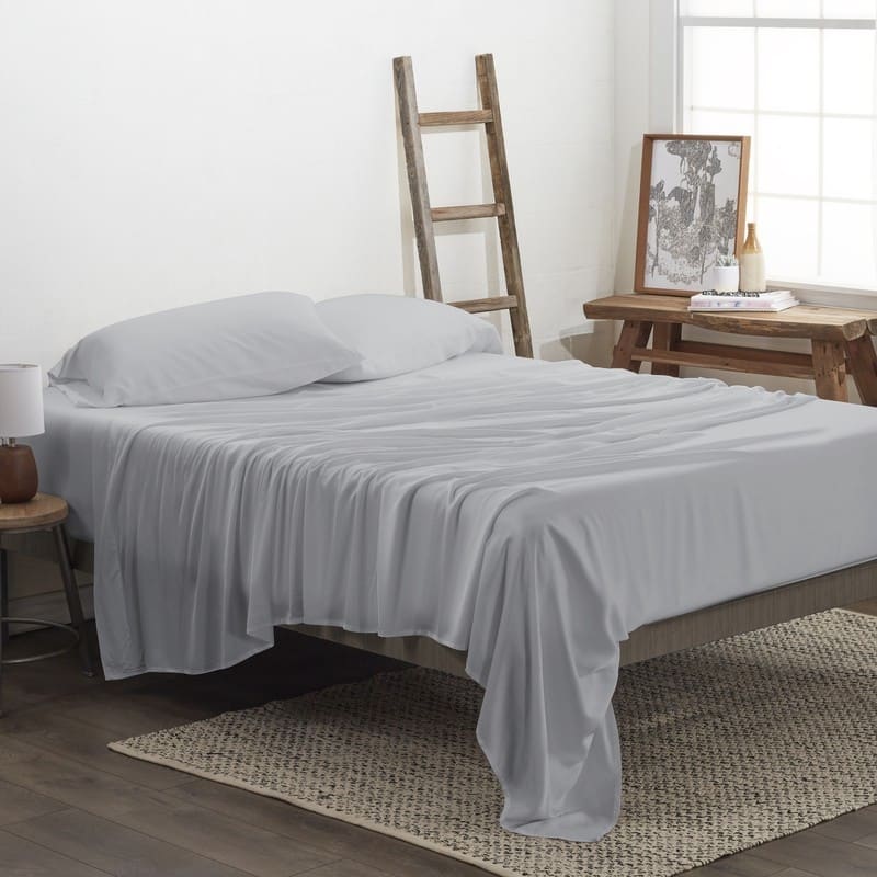 Simply Soft Premium Rayon from Bamboo 4-piece Luxury Bed Sheet Set - King - Light Gray