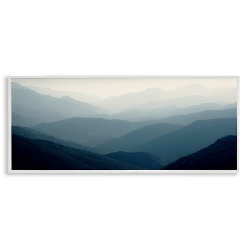 Stupell Foggy Blue Mountains Framed Giclee Art Design By Gemma Bardot - 24 x 10 - White