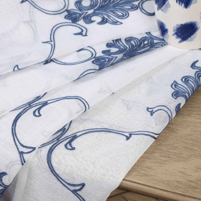 Superior Embroidered Elegant Scroll Sheer Grommet Curtain Panel - (Set of 2)