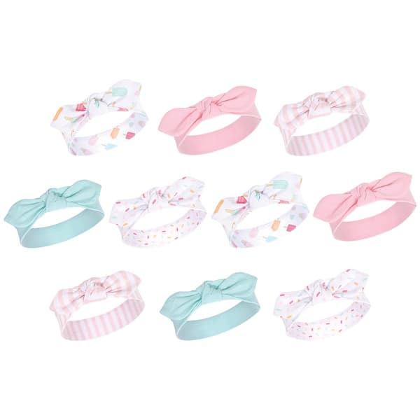 slide 1 of 1, Hudson Baby Infant Girl Cotton and Synthetic Headbands Bundle Set, Ice Cream, 0-24 Months - Ice Cream Ice Cream - 0-24 Months