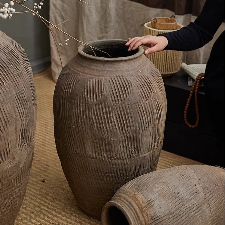 RusticReach Large Floor-Standing Clay Pot