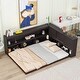 preview thumbnail 2 of 7, Espresso Full Size Wood Floor Bed with L-shaped Bookcases