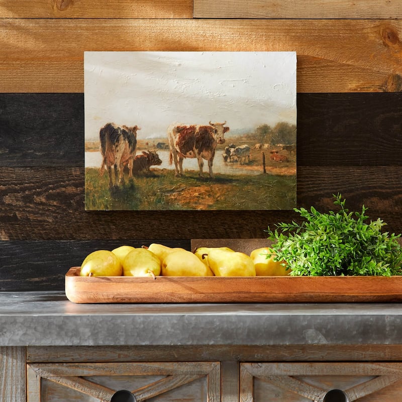 Cattle Landscape Rectangular Wall Art - 11.5"