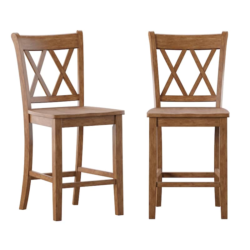 Ronda Double X-Back Counter Height Chairs (Set of 2) - Oak