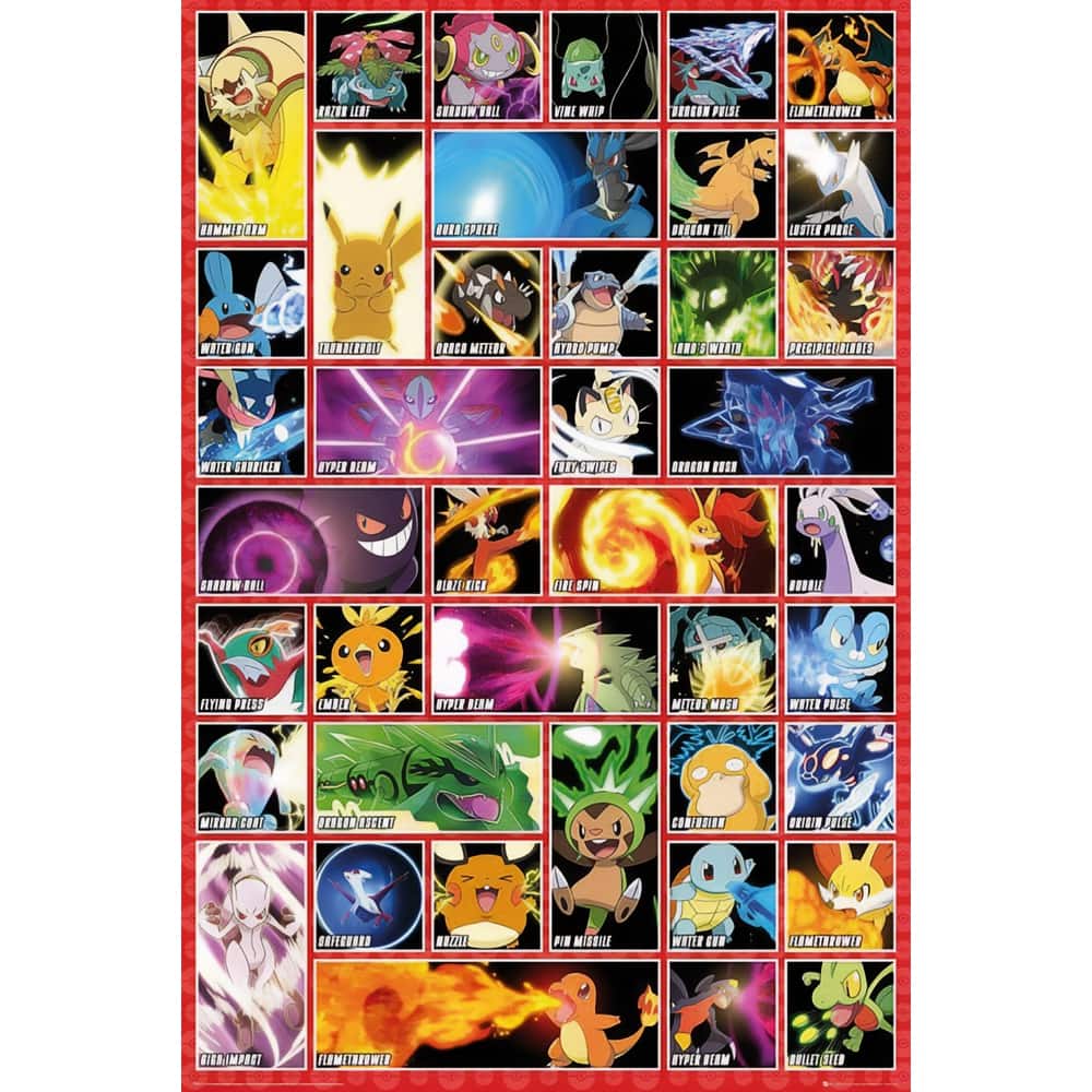 Pokemon - Moves Art Poster - 24 x 36 Inch