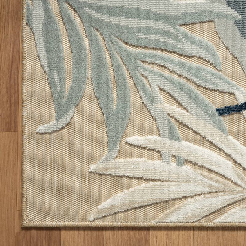 Sevita Botanical Textured Contemporary Indoor/Outdoor Area Rug