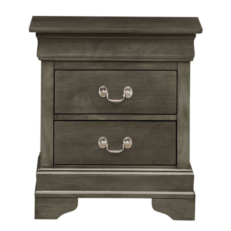 Gray Traditional Nightstand with Sturdy Construction