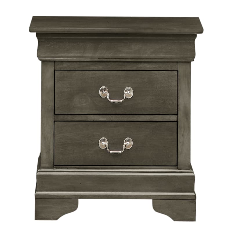 Traditional 22-in Metal Hand Holder 2-Drawer Wood Nightstand - Gray