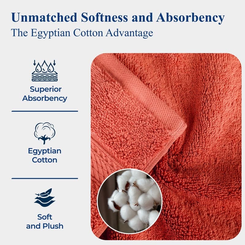Superior Egyptian Cotton 8 Piece Towel Set Ultra Plush & Absorbent Bath, Hand & Face Towels, Heavyweight Spa Quality