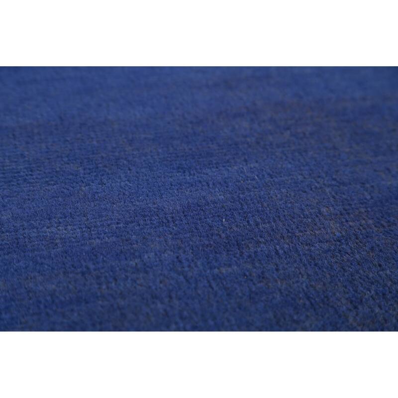 Hand Knotted Oriental 100% Wool Carpet Modern Solid Navy Blue & Blues Gabbeh Area Rug - 12' 0'' X 9' 0''