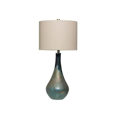 Glass Table Lamp with Opal Finish & Linen Shade