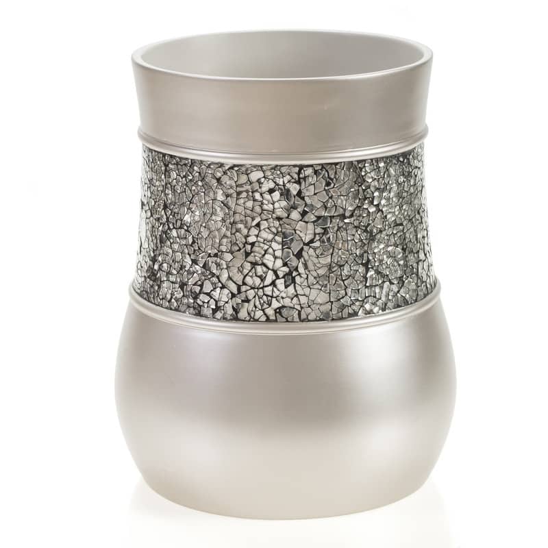 Creative Scents Crackled Glass Silver Bathroom Accessories Set of 6 - 6 Piece