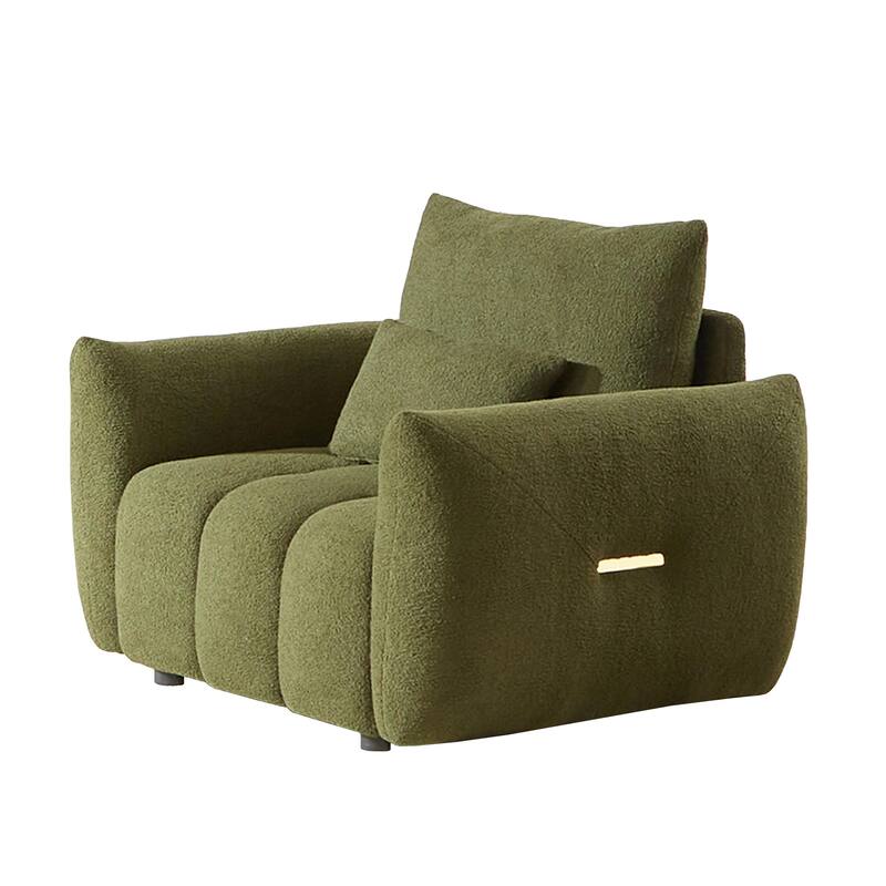 Modern 39.7" Teddy Fabric Lounge Chair with Sturdy Plastic Legs and Wooden Frame