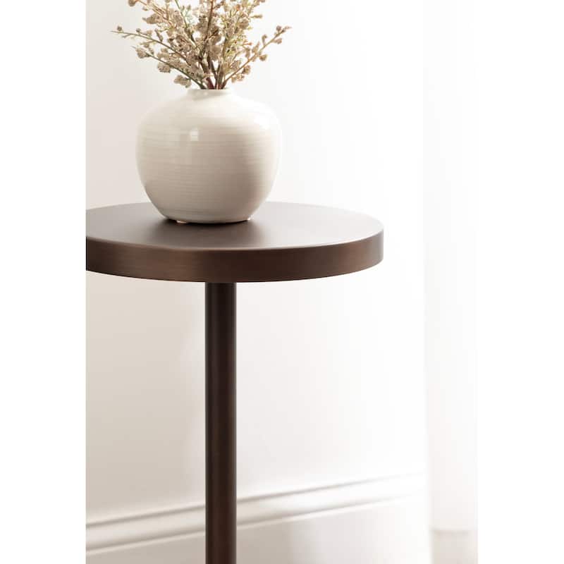 Kate and Laurel Hescott Metal and Marble Pedestal Table