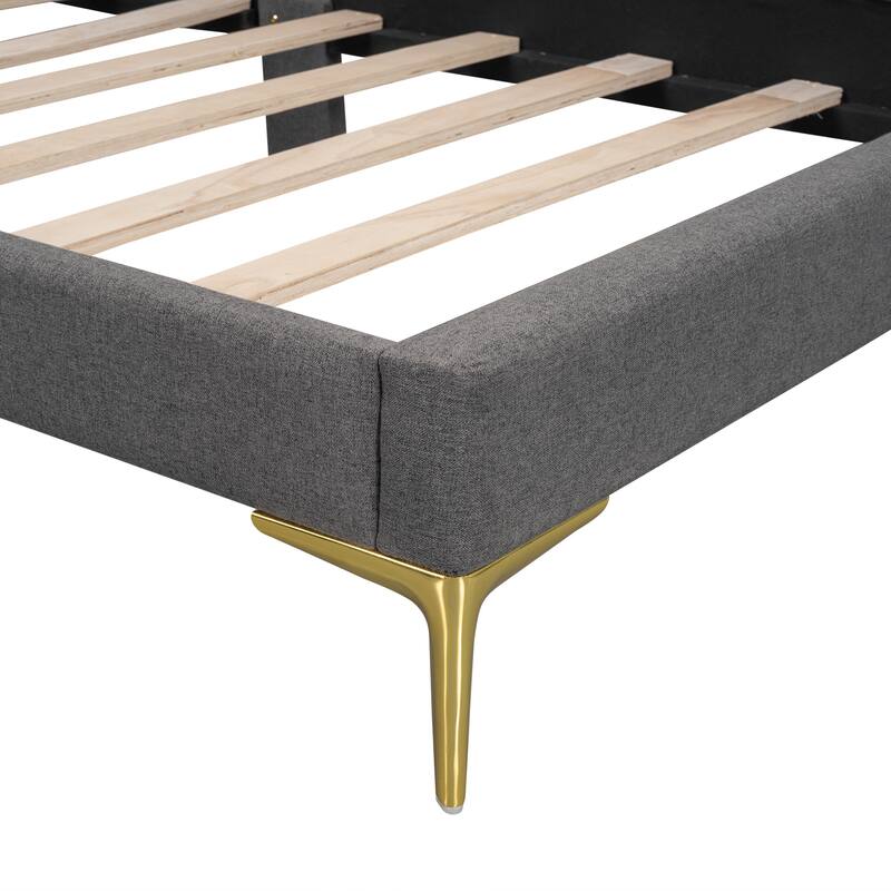 Twin Size Upholstered Daybed with Headboard, Armrest, and Support Legs in Grey