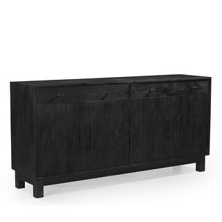 Grackle Solid Wood 4 Door Sideboard Buffet Sideboard Cabinet - Black