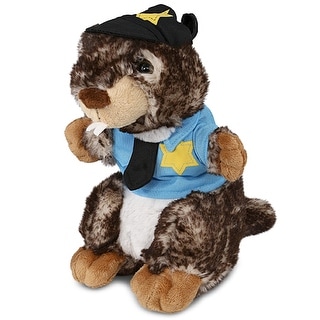 DolliBu Standing Marmot Police Officer Soft Plush with Cop Uniform - 8.5 inches