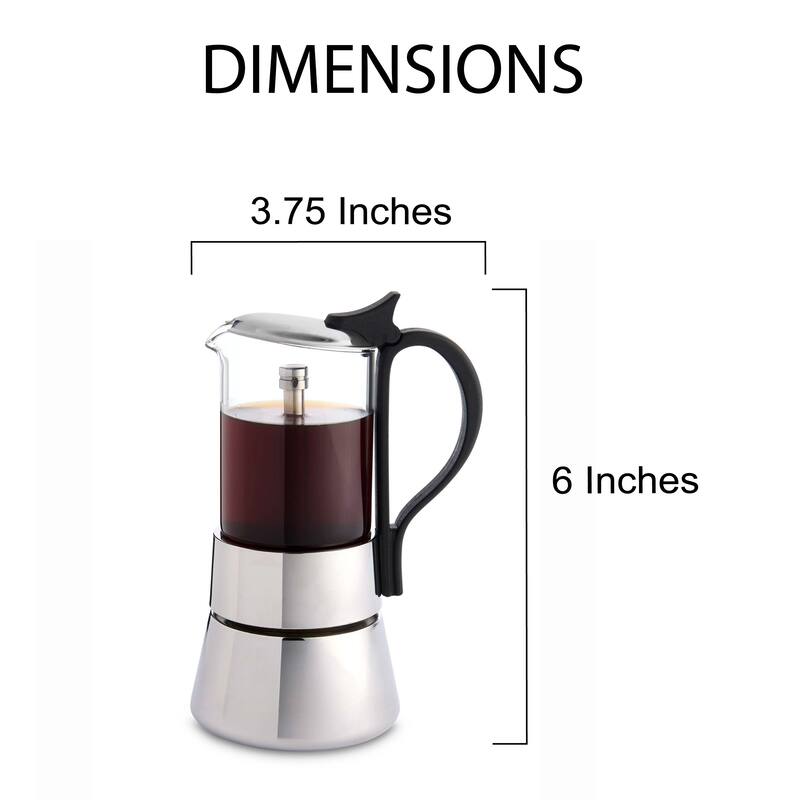 Fino Glass Top Espresso Coffee Maker, Brews up to 4 Servings