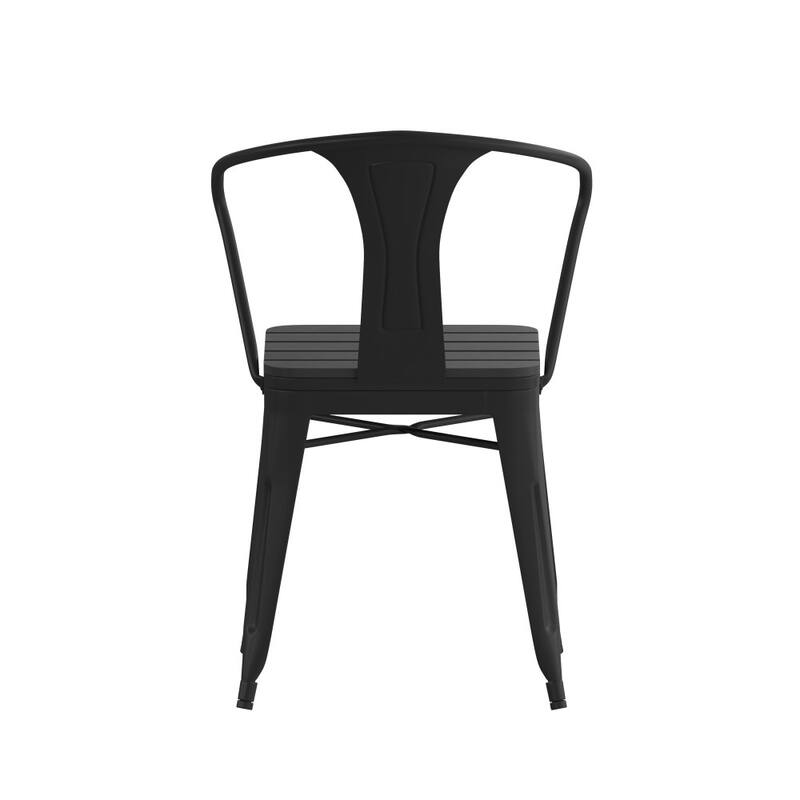 All-Weather Vertical Slat Back Patio Chair with Faux Wood Seat-2 Pack