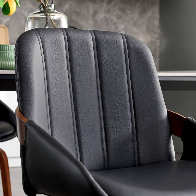 Upholstered Modern Faux Leather Swivel Dining Chairs Bentwood Side Chairs, Set of 2/4/6