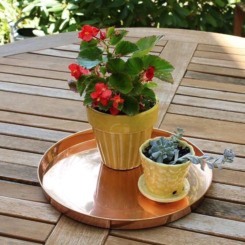 Achla Designs Decorative Round Stainless Steel Tray, 12.5 Inch Diameter, Copper Plated Finish