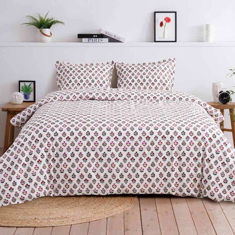 Happy Garden Cotton Duvet Set Multi Rose
