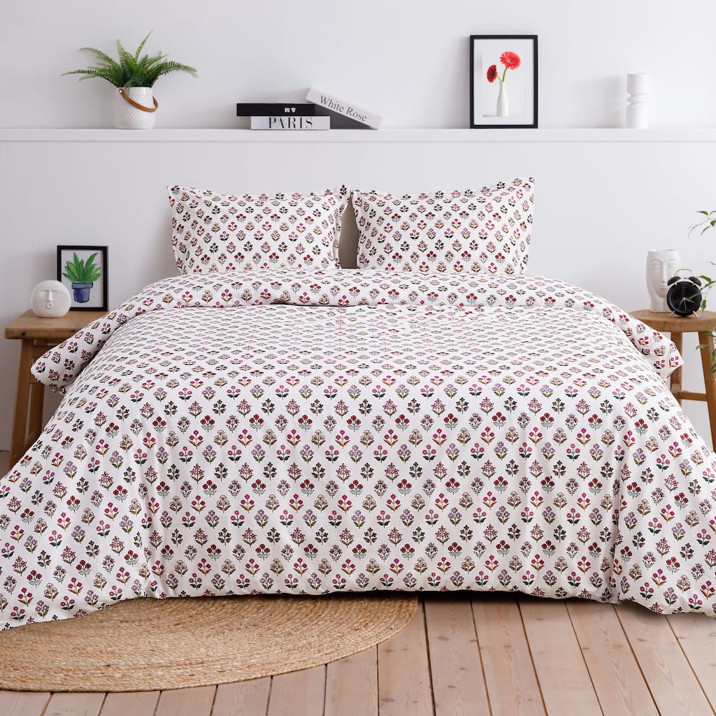 Happy Garden Cotton Duvet Set Multi Rose