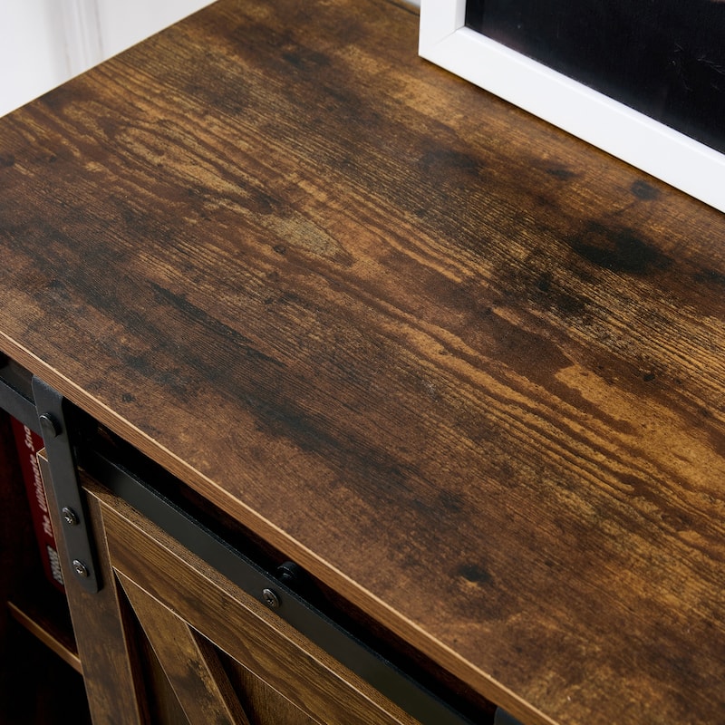 46.9" TV Stand with Two Sliding Barn Doors and 3-Layer Storage Space for Living Room