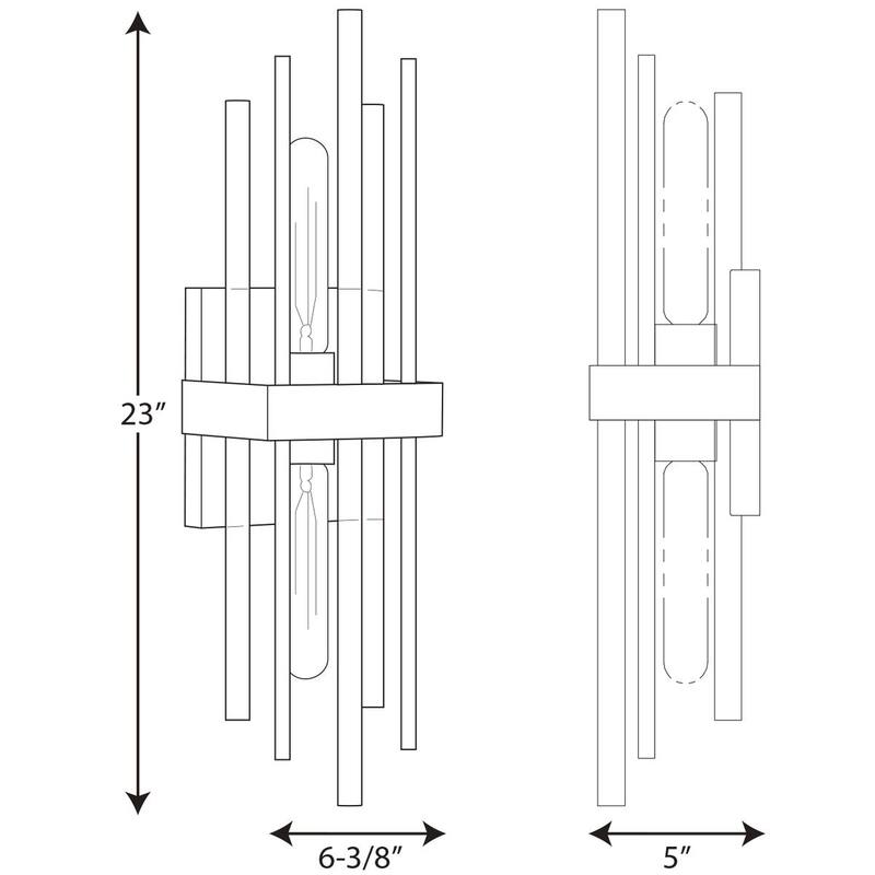 Orrizo Collection Two-Light Wall Sconce - 6.375 in x 5 in x 23 in - 6.375 in x 5 in x 23 in