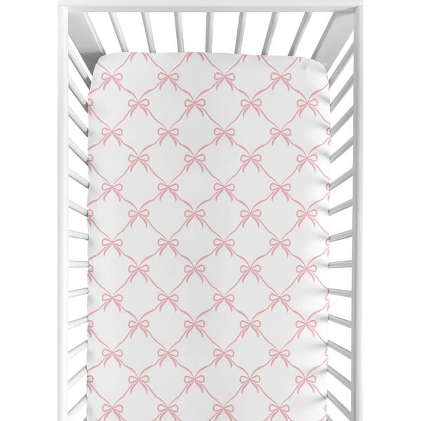 slide 2 of 6, Sweet Jojo Designs Pink Bows Girl Fitted Crib Sheet - Blush and White Bow for the Ballerina Ballet Dancer Princess Collection
