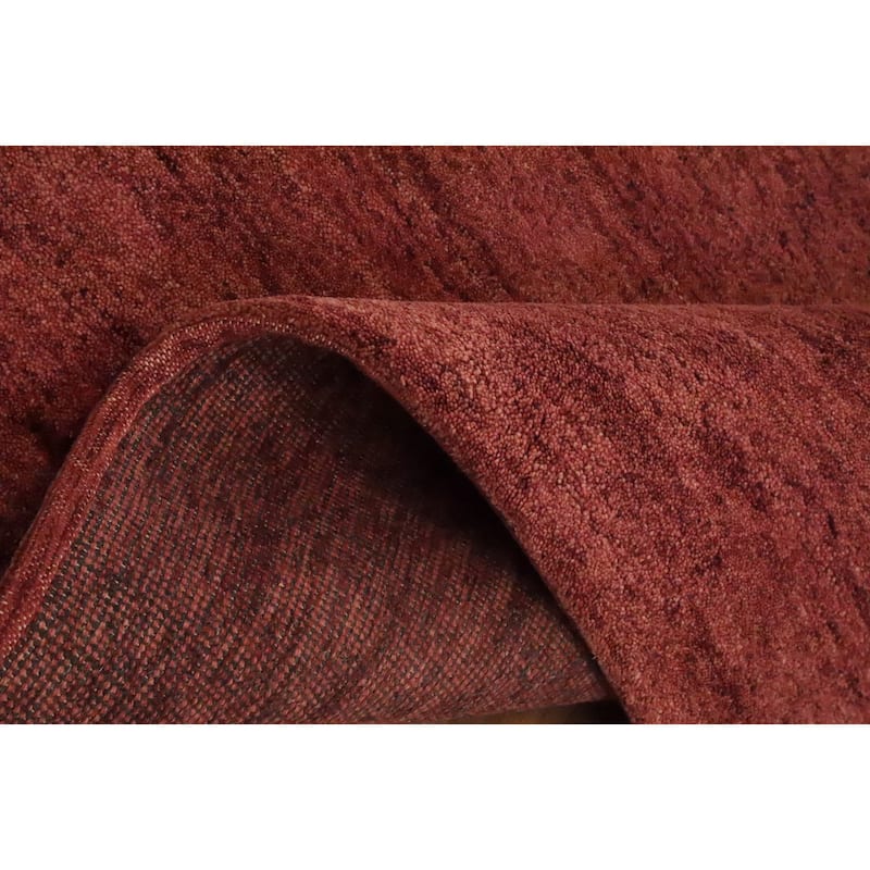 Hand Knotted Oriental 100% Wool Carpet Modern Solid Oranges & Rust Gabbeh Area Rug - 7' 11'' X 5' 6''