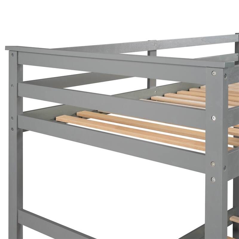 Harper & Bright Designs Bunk Bed with Trundle and Staircase