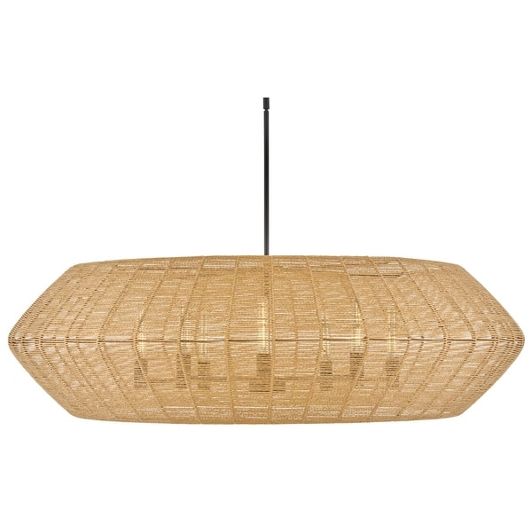 slide 2 of 9, Hinkley Lighting 40386 Luca 8 Light 60" Wide Lisa McDennon Drum Black / Camel