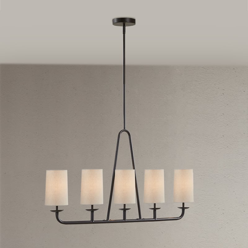5-Light Farmhouse Bronze Linear Chandelier for Dining Room